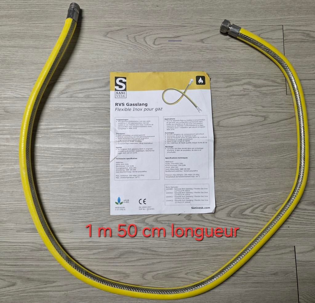 Sanivesk flexibele slang voor roestvrij gas, Tuin en Terras, Gasbarbecues, Ophalen