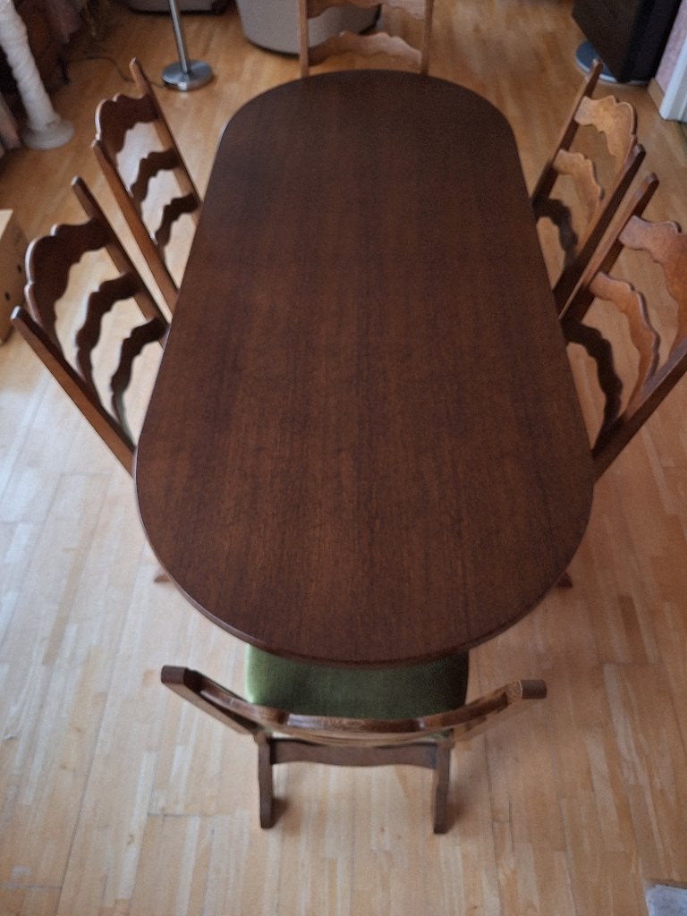 eettafel met 6 stoelen, Huis en Inrichting, Ophalen, Gebruikt, Vijf personen of meer, Ovaal
