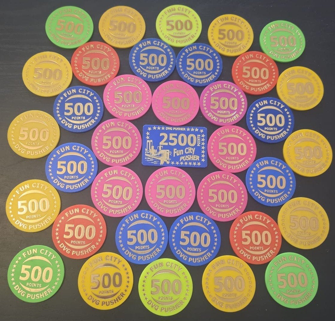 Fun City Coin Pusher Fiches en Tokens -  20.500 punten, Ophalen of Verzenden