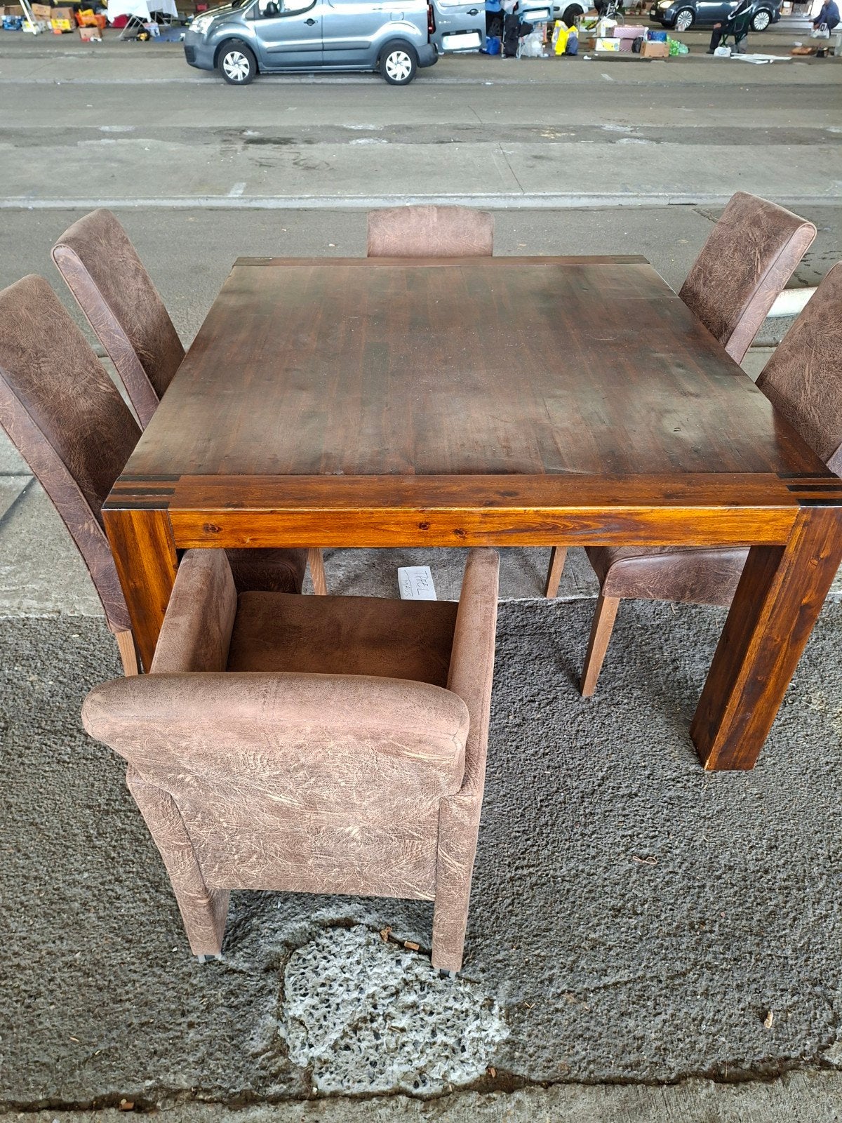 Eettafel teak met stoelen, Huis en Inrichting, Tafels | Eettafels, Ophalen, Teakhout