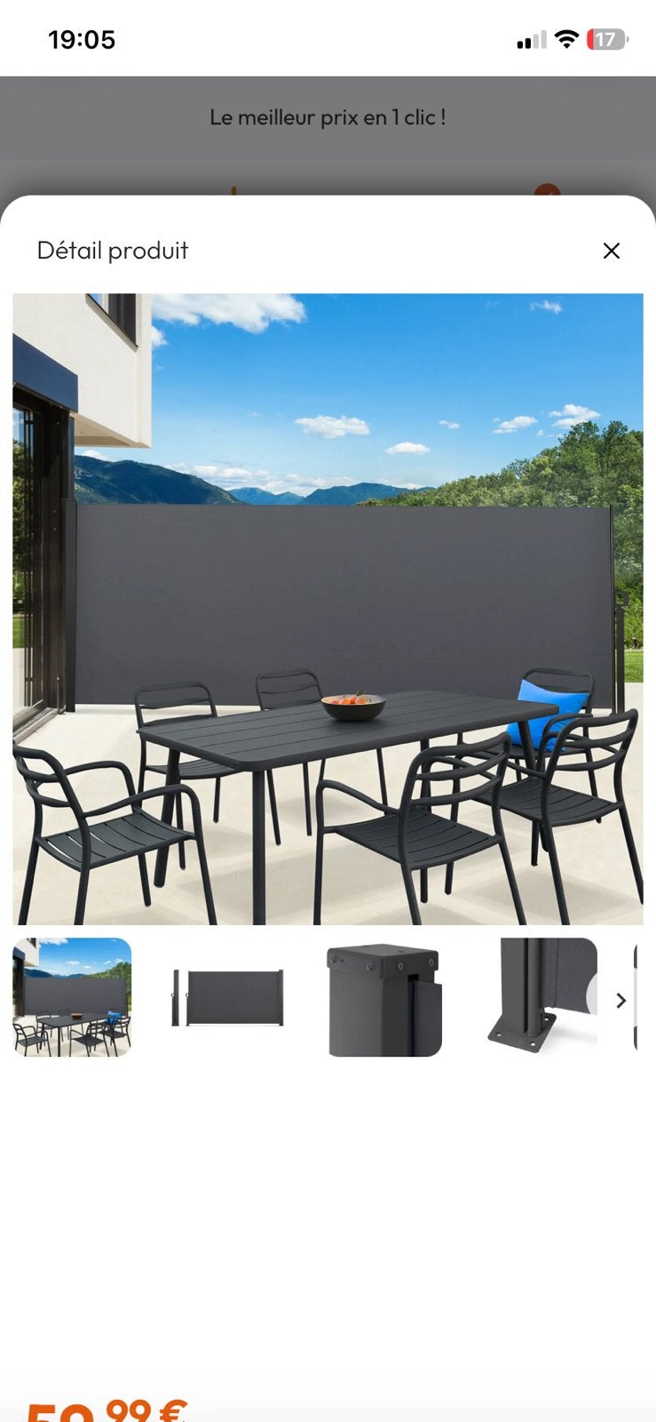 Paravent extérieur retractable 400x200, Enlèvement, Comme neuf
