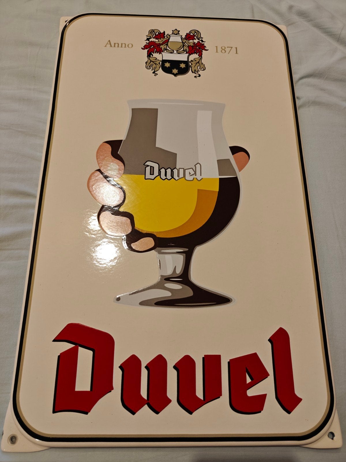 Duvel bord emaille, Verzamelen, Biermerken, Ophalen of Verzenden, Nieuw, Reclamebord, Plaat of Schild, Duvel
