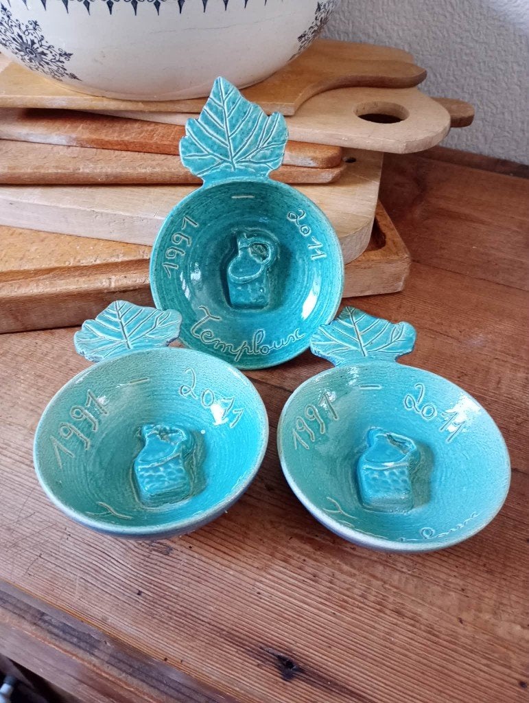 Set van drie keramische wijnproevers Confrérie de Temploux, Antiek en Kunst, Antiek | Keramiek en Aardewerk, Ophalen of Verzenden