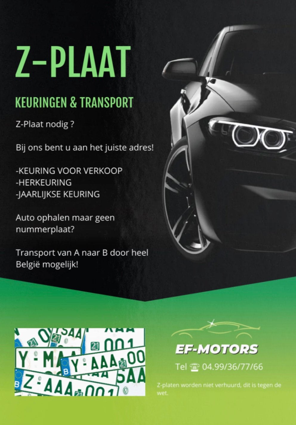 Z-PLAAT SERVICE TRANSPORT KEURINGEN VERPLAATSING, Ophalen