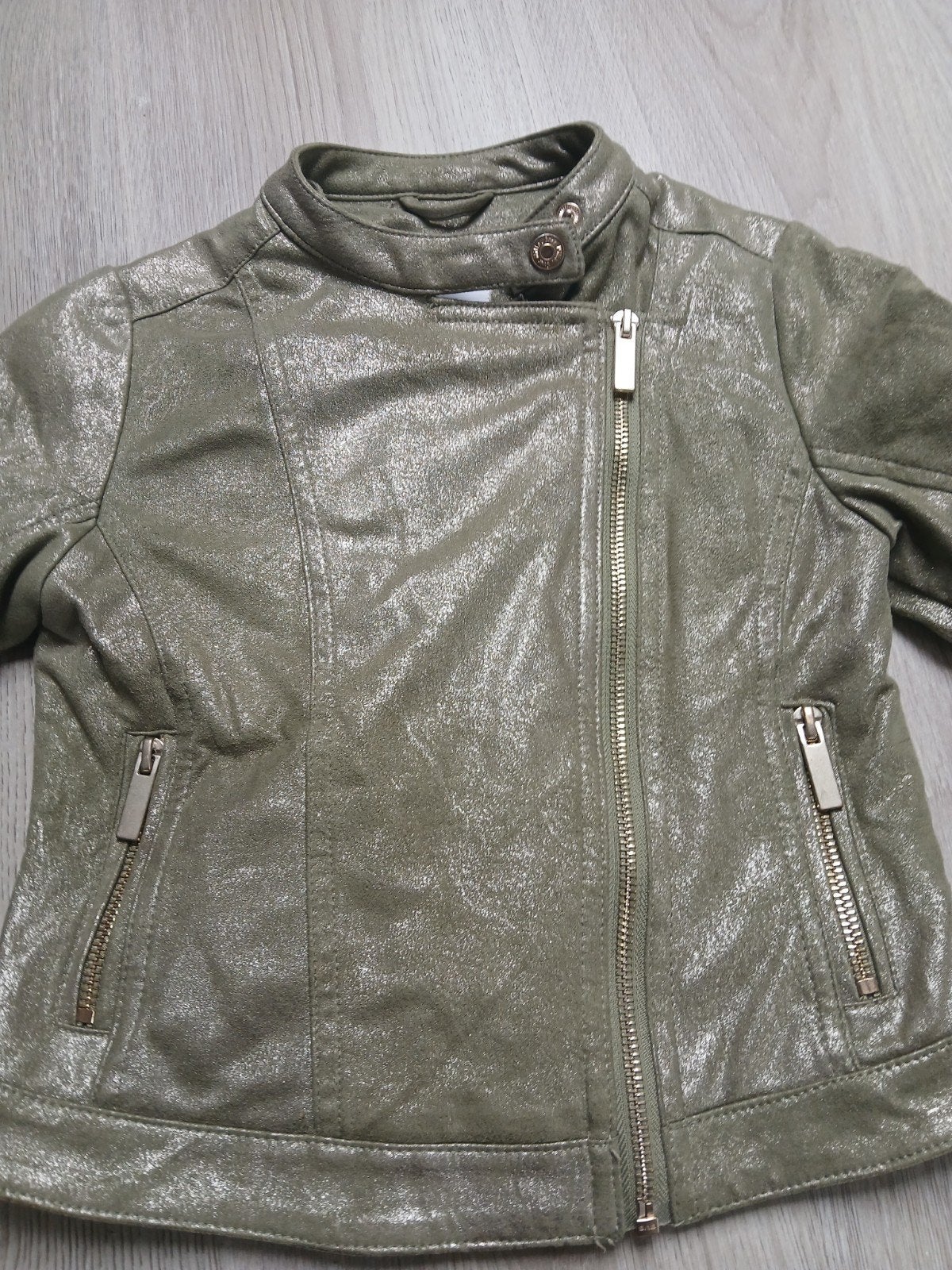 Groen JBC lederlook bikerjasje (maat 140), Ophalen, Gebruikt, Meisje, JBC