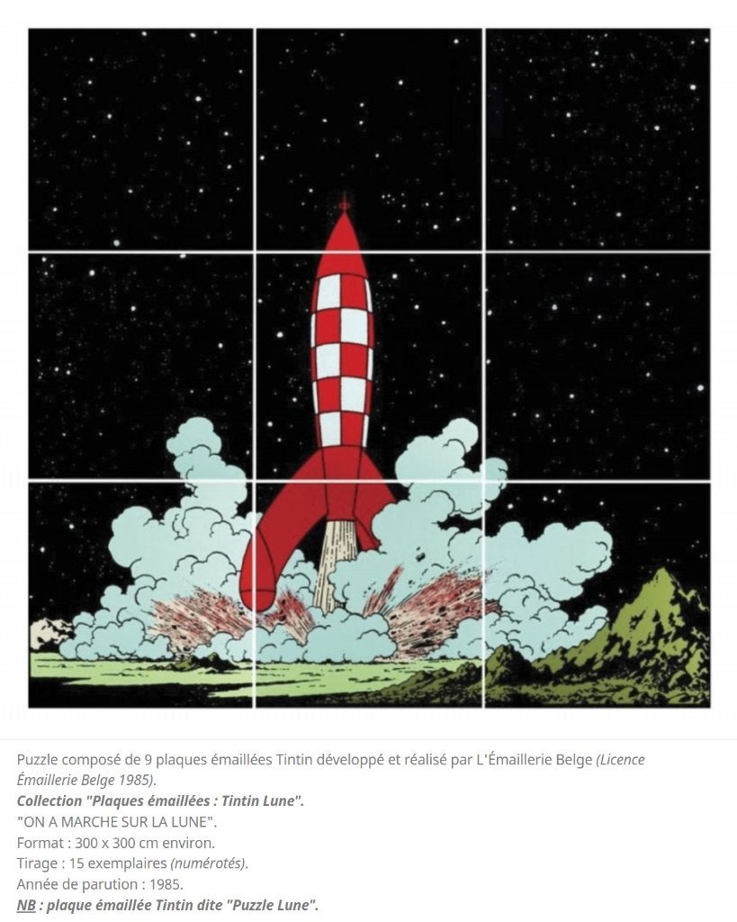 Tintin - Hergé - 9 plaques émaillées Lune - Puzzle 300 x 300, Verzamelen, Ophalen, Zo goed als nieuw