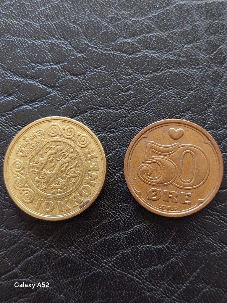 2 munten Denemarken: Krone en Ore, Ophalen of Verzenden, Overige landen, Setje
