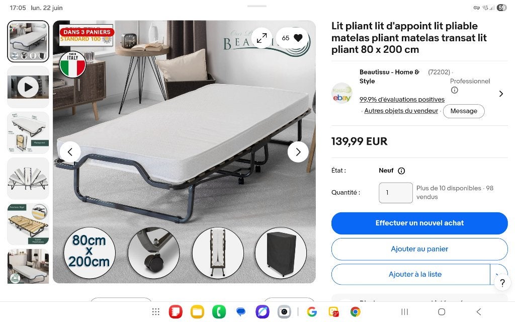 Extra bed, Ophalen, Eenpersoons, Beige, Zo goed als nieuw