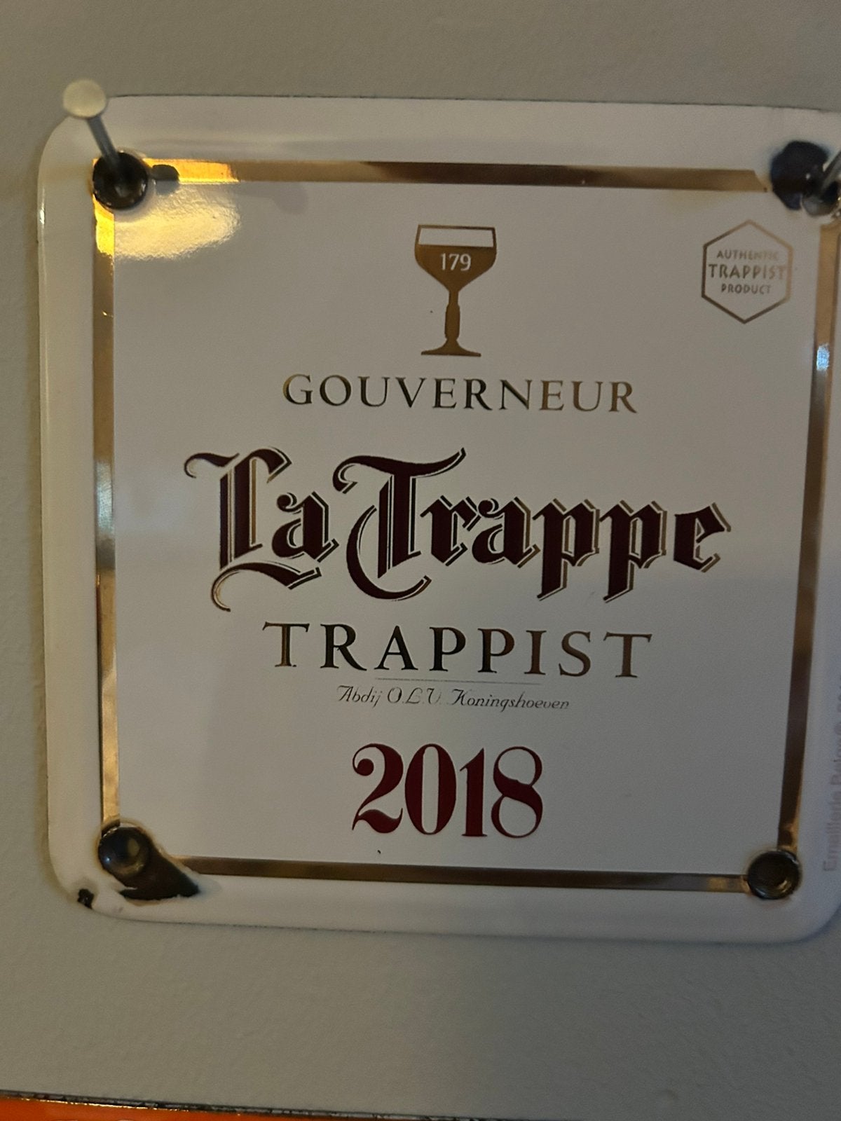 Emaille La Trappe 2018, Verzamelen, Ophalen of Verzenden, Zo goed als nieuw
