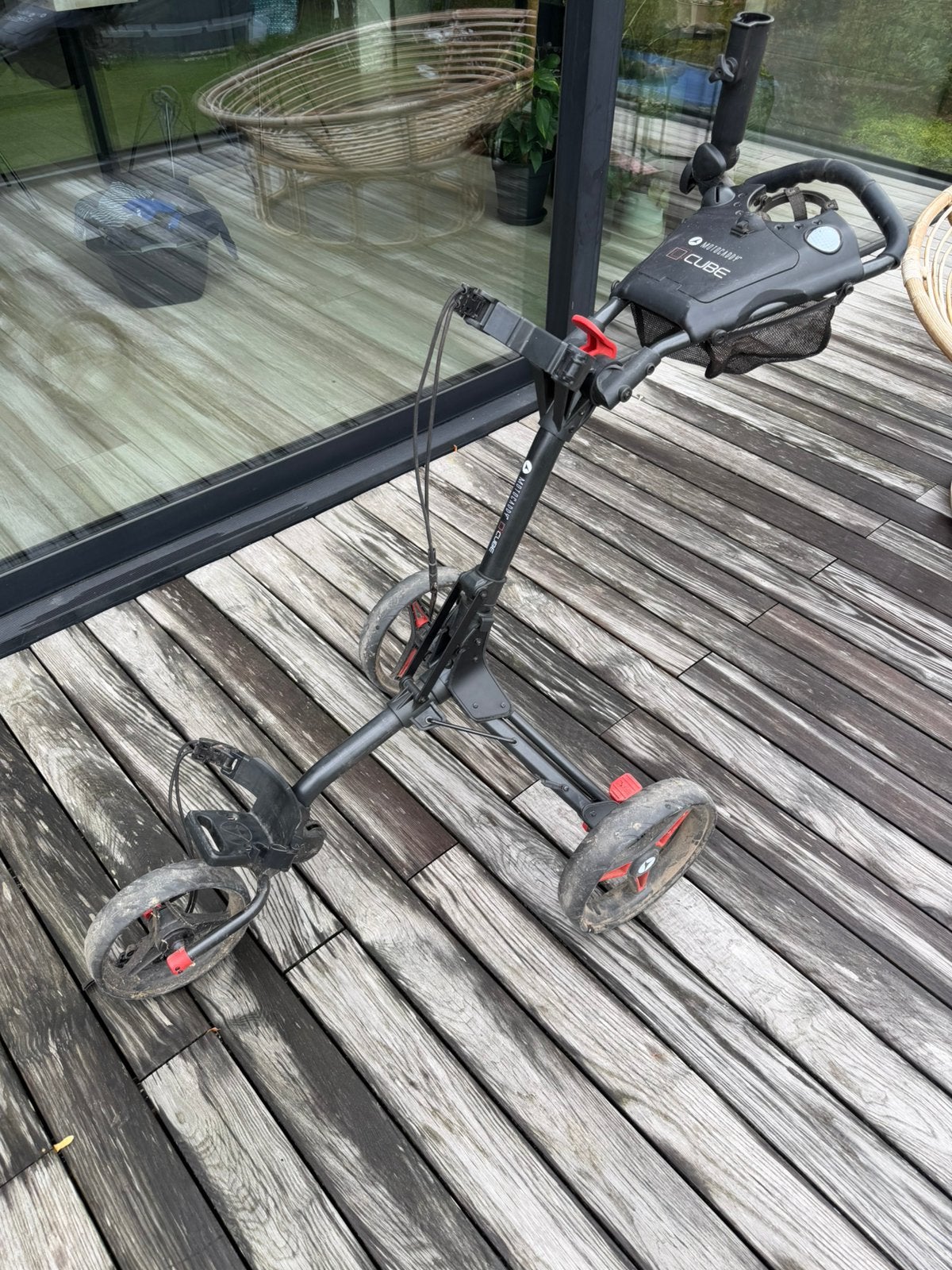 Motocaddy Cube 3 Rood golf trolley, Ophalen, Gebruikt, Golfkar, Overige merken