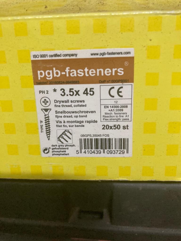 PGB gipsplaatschroeven 3.5x45 op band – 1000 stuks, Bricolage & Construction, Quincaillerie & Fixations, Enlèvement, Neuf, Vis