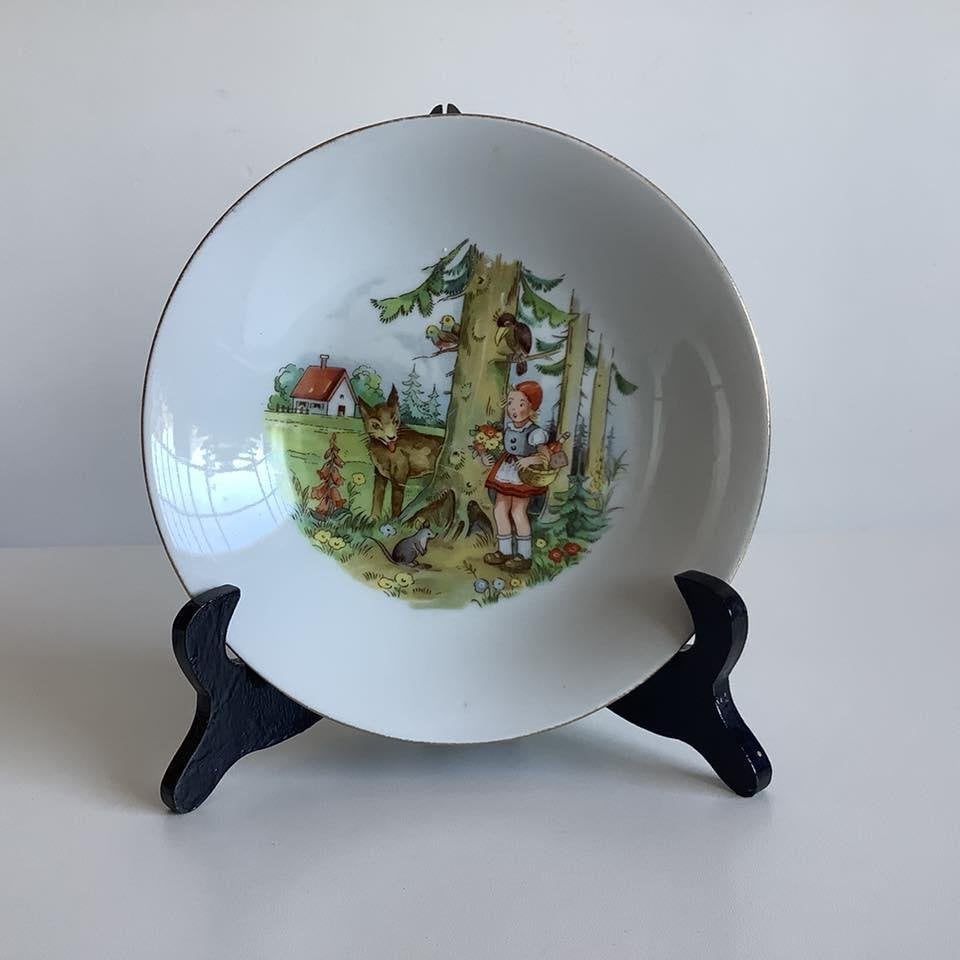 vintage Kahla bordje roodkapje en de wolf, Enlèvement ou Envoi, Comme neuf, Porcelaine, Assiette ou Plat