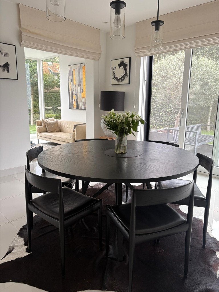Juntoo ronde eettafel (zwart / design), Maison & Meubles, 100 à 150 cm, Cinq personnes ou plus, Rond, Comme neuf