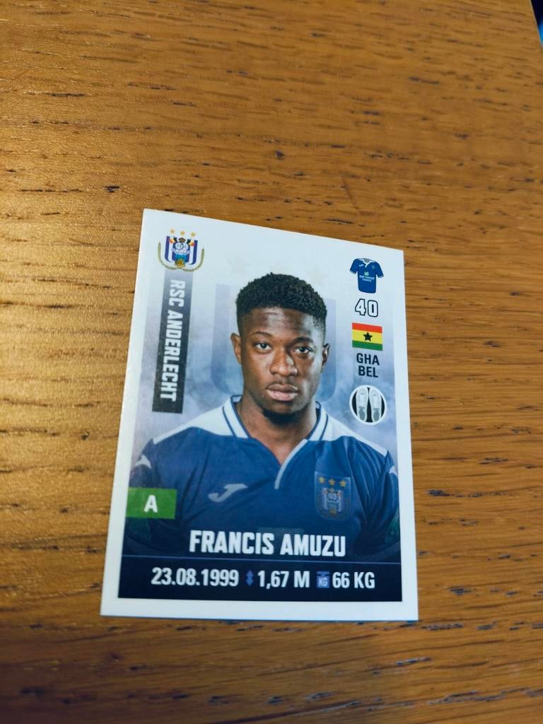 Panini pro league 2019-2020 Francis Amuzu Anderlecht, Ophalen of Verzenden, Sticker