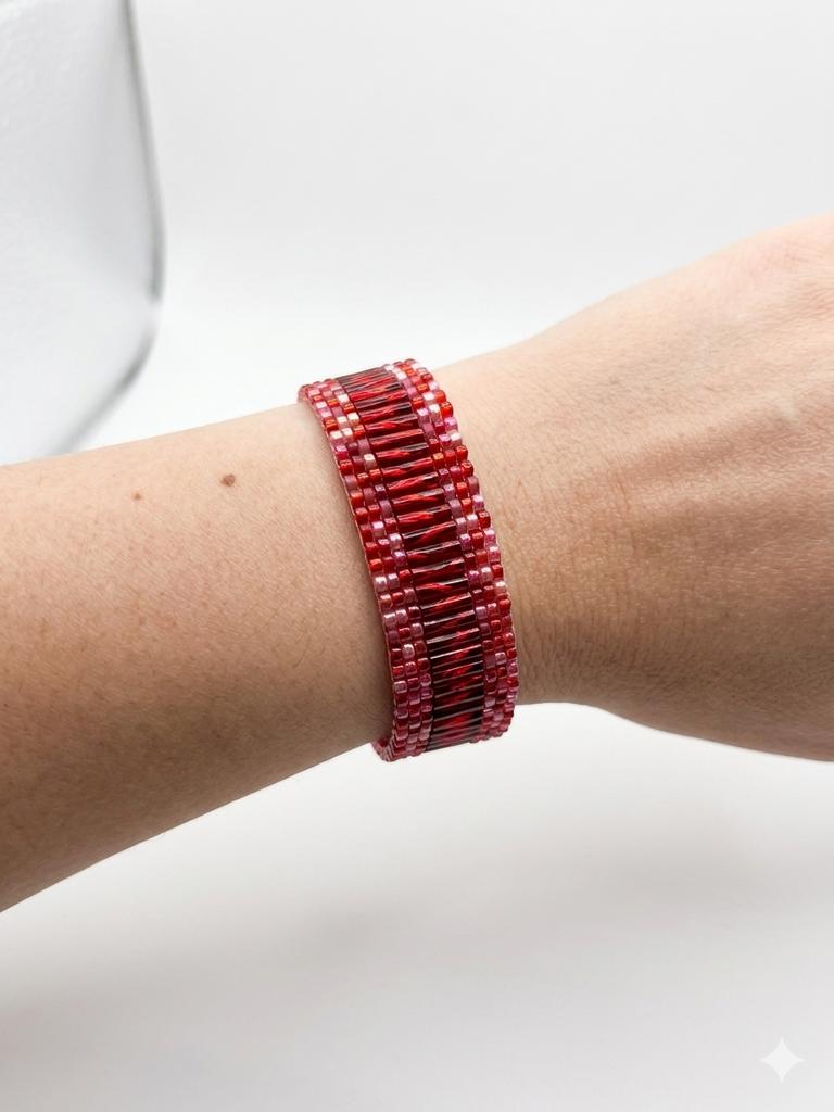 Bracelet Miyuki – Éclat Passion, Rouge, Bohêmia, Acier, Enlèvement ou Envoi
