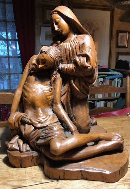 houten Pieta., Ophalen of Verzenden, Hout, Houtsnijwerk, Religie