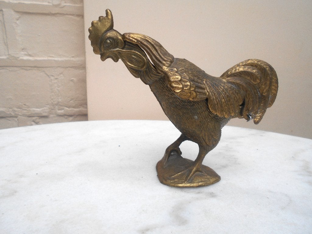 rare ancien cendrier en forme de coq en métal doré, Enlèvement ou Envoi