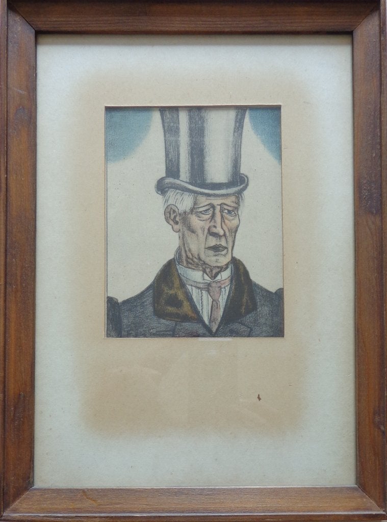 FELIX TIMMERMANS / MAN MET HOED / KLEURLITHO / 30x22cm KADER, Antiek en Kunst, Kunst | Litho's en Zeefdrukken, Gelimiteerde oplage