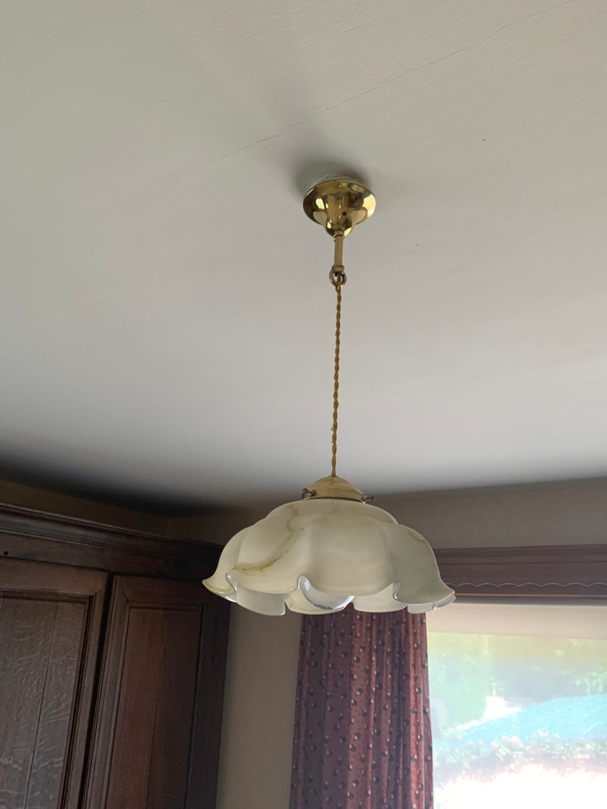 Retro vintage hanglamp marmermotief kapje volledig, Ophalen of Verzenden