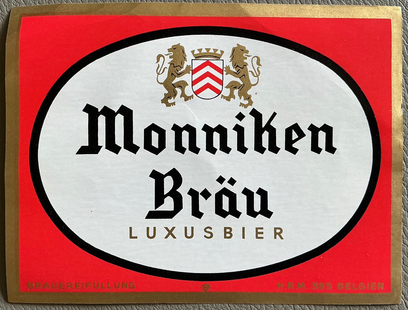 Oud MONNIKEN BRÄU/LUXUSBIER/bieretiket, Ophalen of Verzenden, Zo goed als nieuw, Overige typen