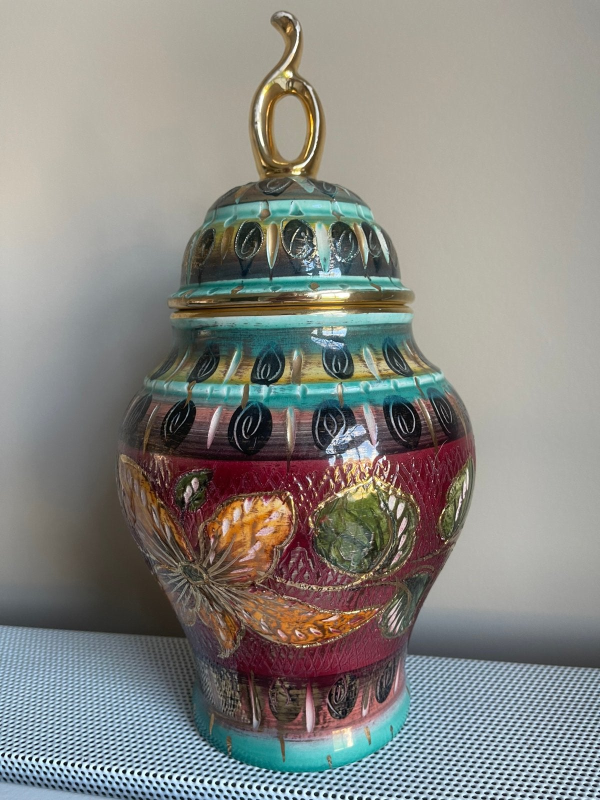 vase et couvercle vintage H. Bequet Quaregnon 516, Enlèvement