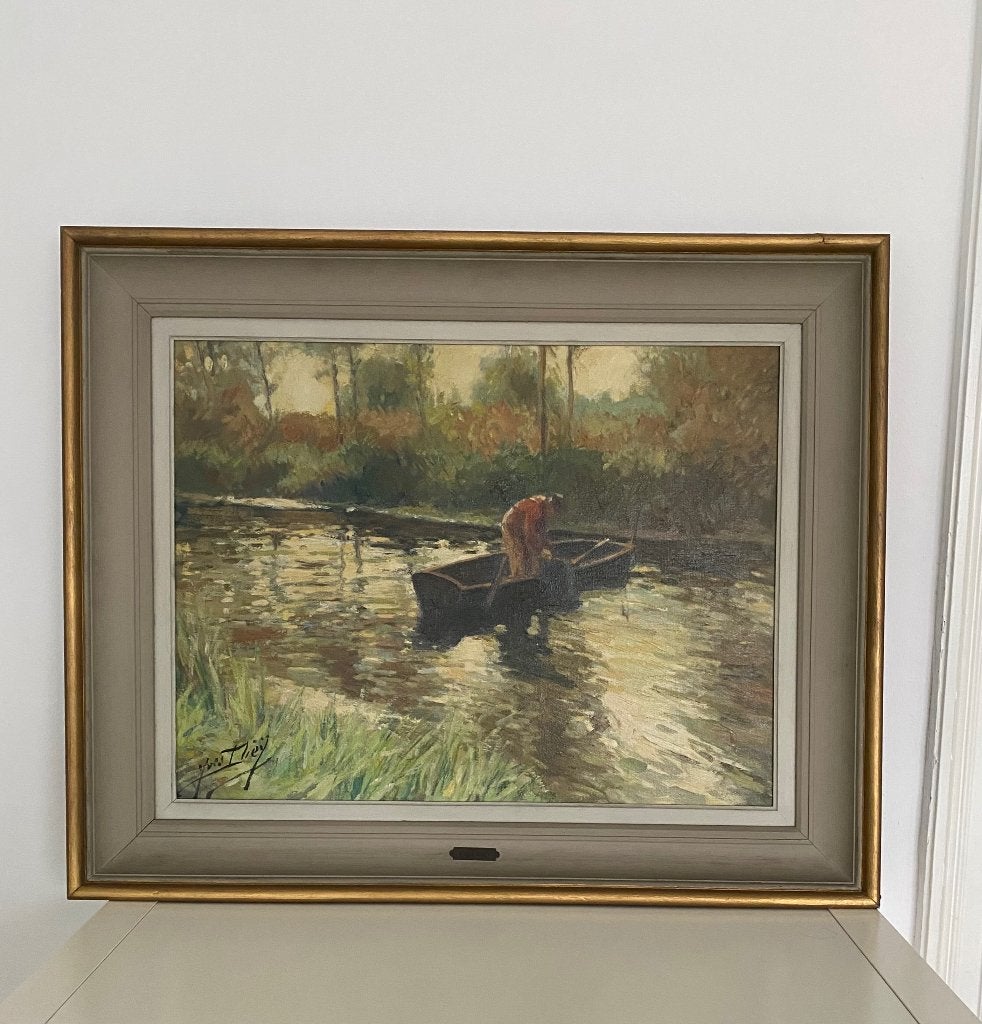 Tableau ancien Huile sur toile Yves DIEY, Enlèvement ou Envoi, Signé, Peinture à l'huile, Toile