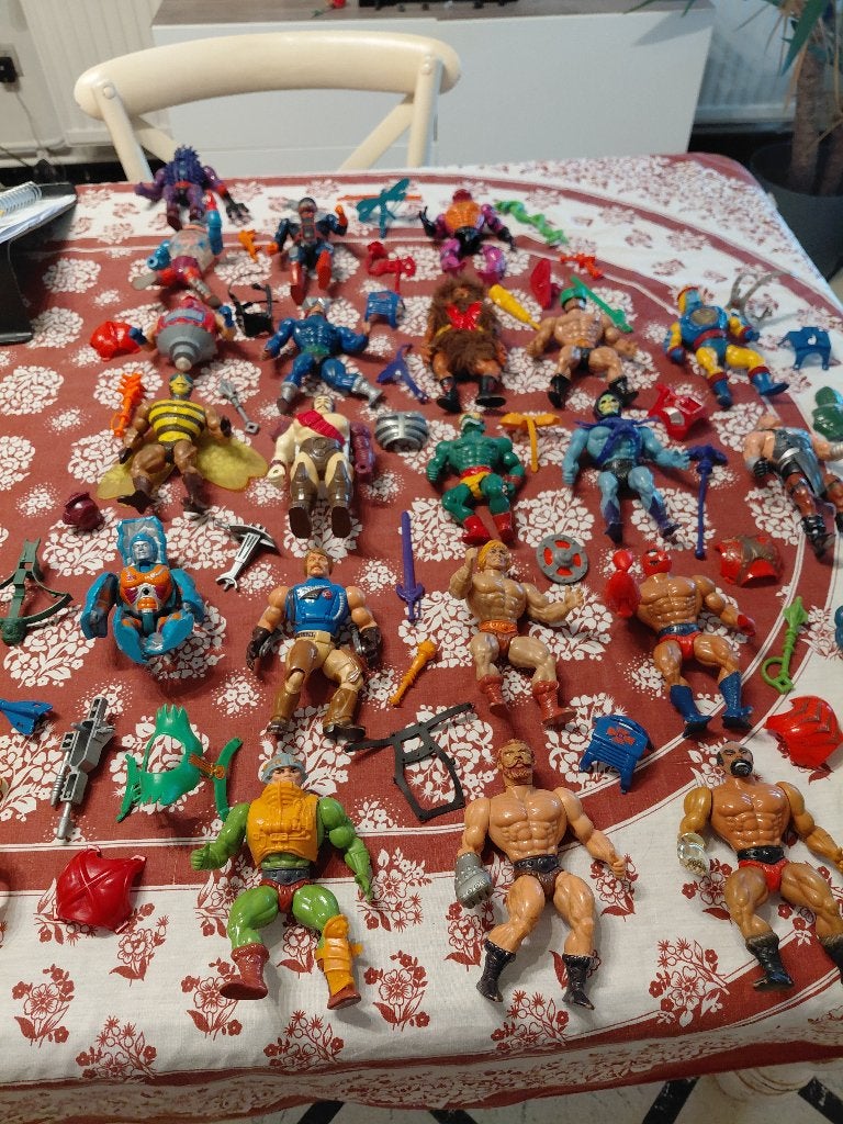 Vintage MOTU / He-Man lot + accessoires + extra figuren, Verzamelen, Poppetjes en Figuurtjes, Gebruikt, Ophalen