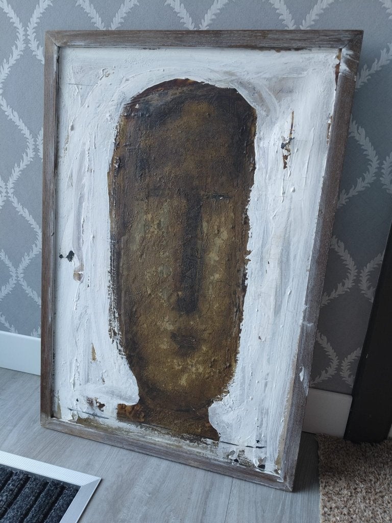 Olieverfschilderij bewerkt met acrylverf, Mevr Bruynseel, Ophalen, Acrylverf, Portret of Personen, Origineel werk