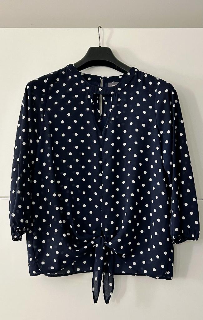 Yessica blauwe blouse met witte stippen, Maat 38/40 (M), Blauw, Yessica, Ophalen of Verzenden