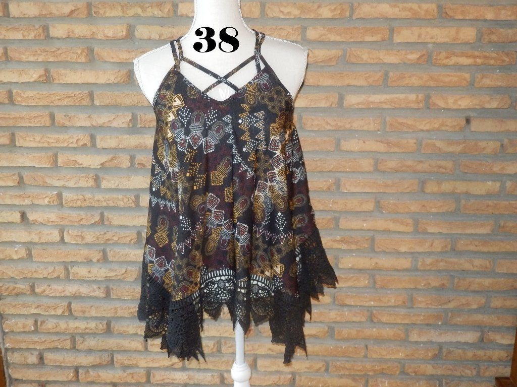 (69)- top femme t.M noir brun - mosquitos -, Maat 38/40 (M), Mosquitos, Zwart, Ophalen of Verzenden