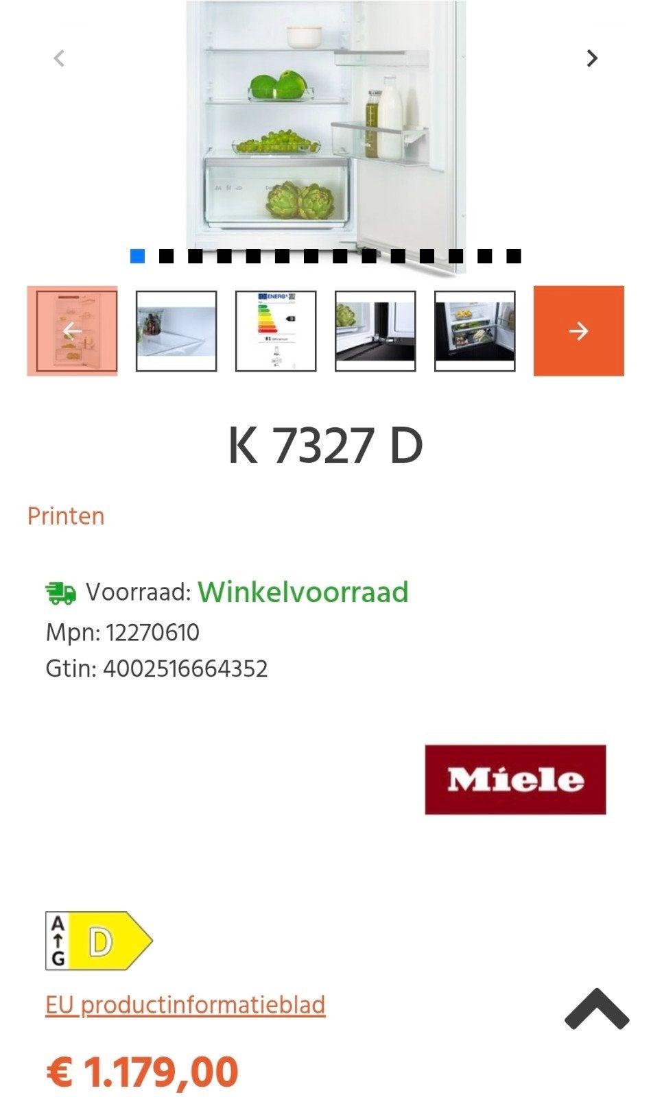 Réfrigérateur encastrable 122cm MIELE NEUF EMBALLÉ, Enlèvement, Neuf