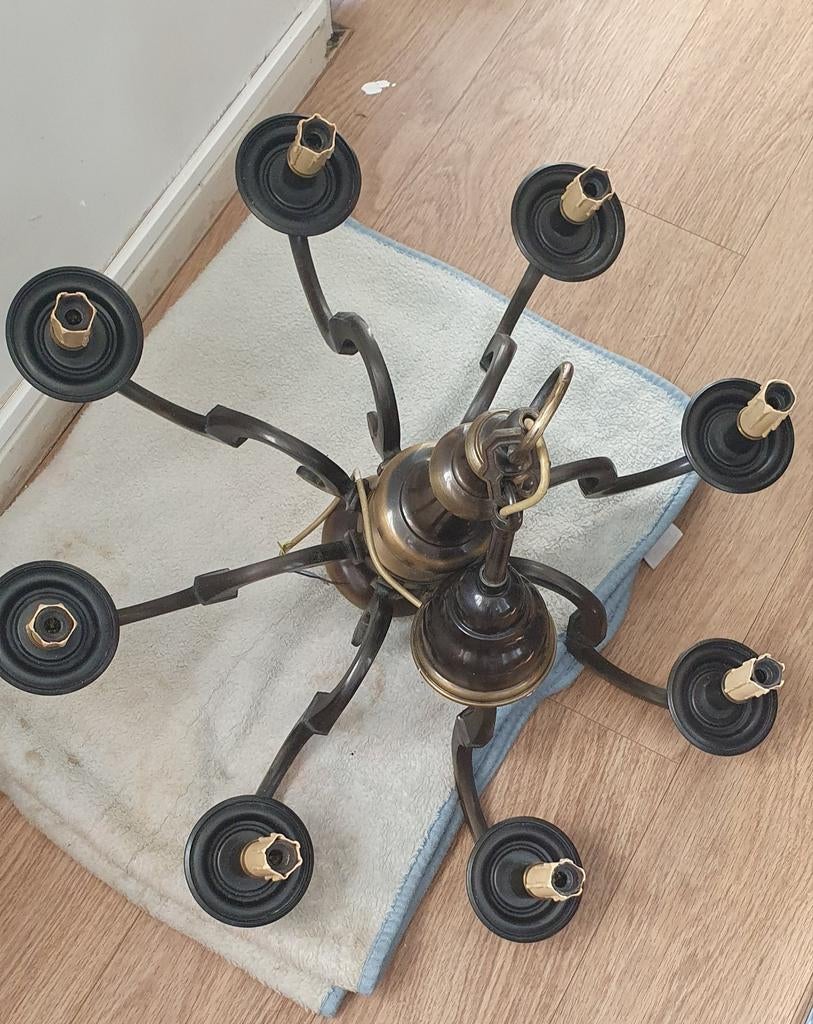 Lustre ancien style Hollandais / Flamand en laiton – 8 branc, Huis en Inrichting, Ophalen, Metaal