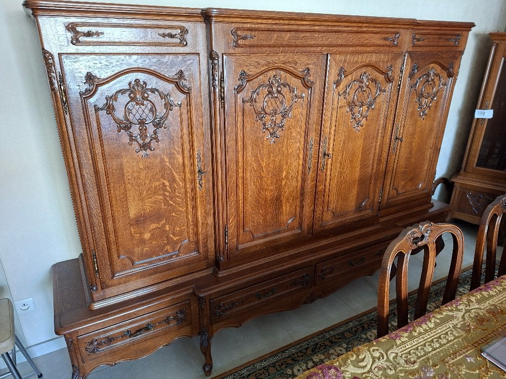 Massief Eik – Dressoir – met Rococo-stijl houtsnijwerk, Antiek en Kunst, Antiek | Meubels | Kasten, Ophalen