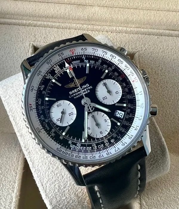 Superbe navitimer chronographe, Enlèvement ou Envoi, Cuir, Acier, Neuf