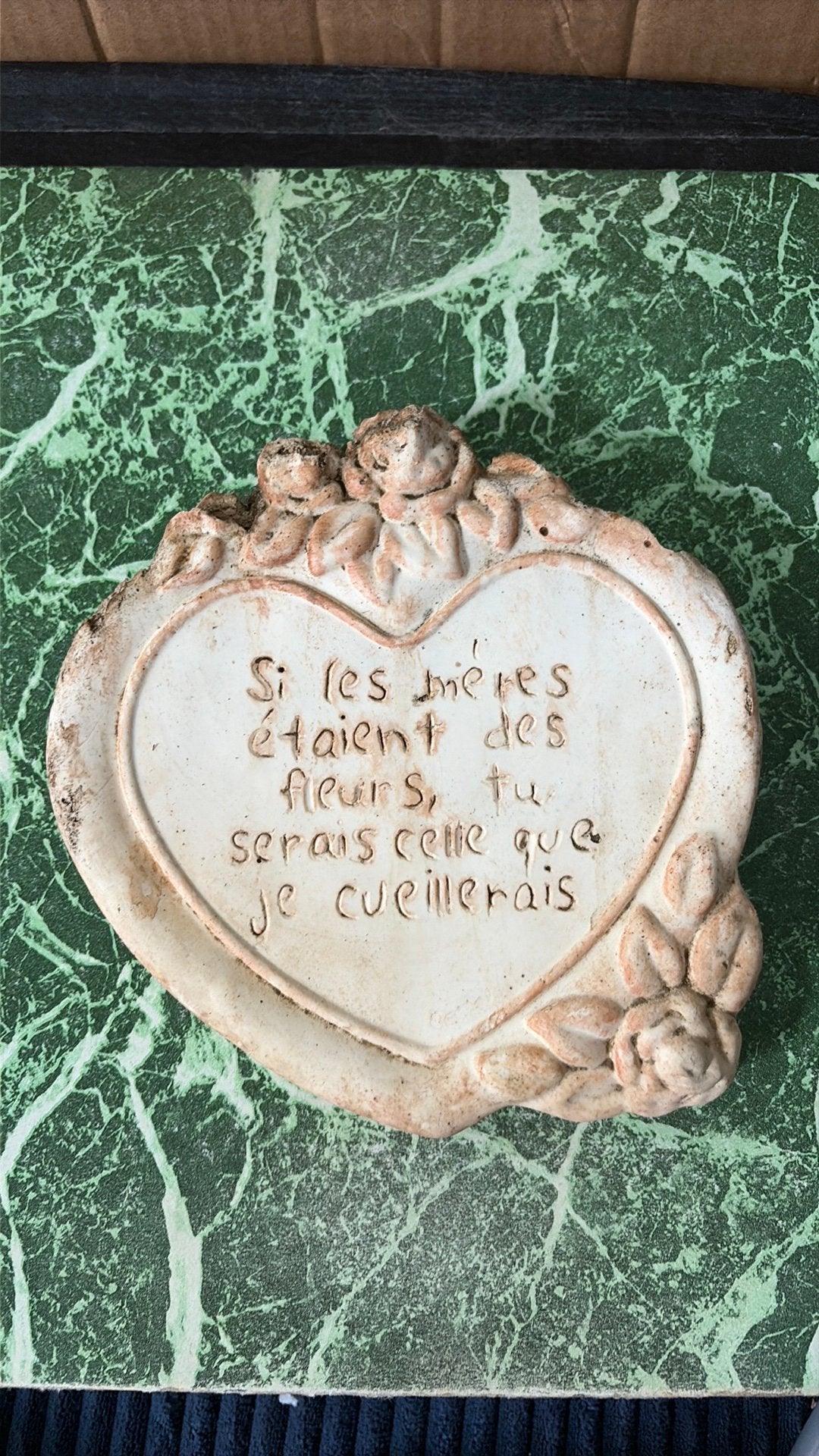 Coeur décoratif de jardin patiné texte en français (Mère), Enlèvement ou Envoi