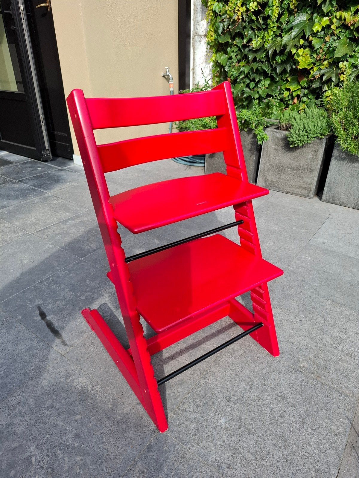 Stokken Tripp Trapp kinderstoel rood met babyset, Ophalen