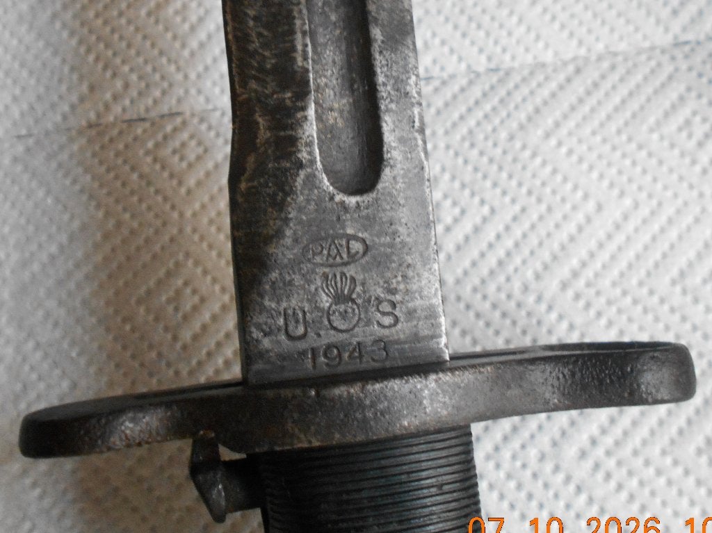 Baïonnette courte M 1 . U.S. PAL daté 1943, Collections, Enlèvement ou Envoi, Armée de terre, Couteau ou Poignard
