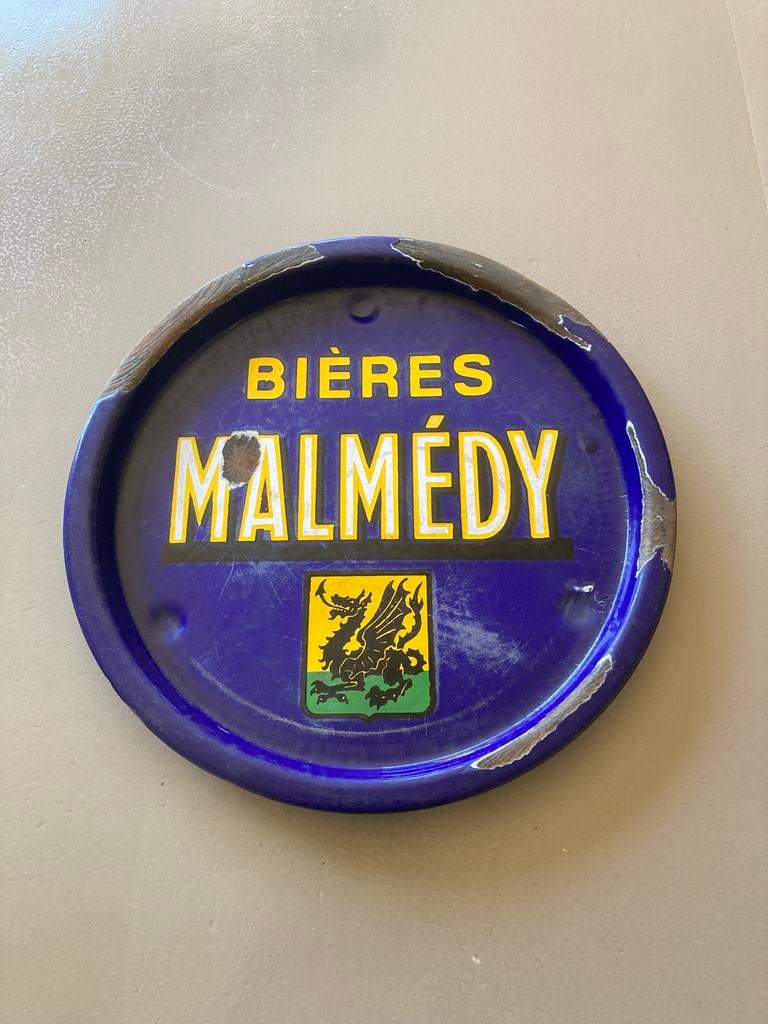 Oude plateau bières Malmedy emaille, Verzamelen, Ophalen of Verzenden