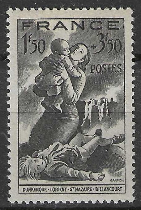 France 1943 - Yvert 584 - Le Secours national. (OU), Envoi, Non oblitéré