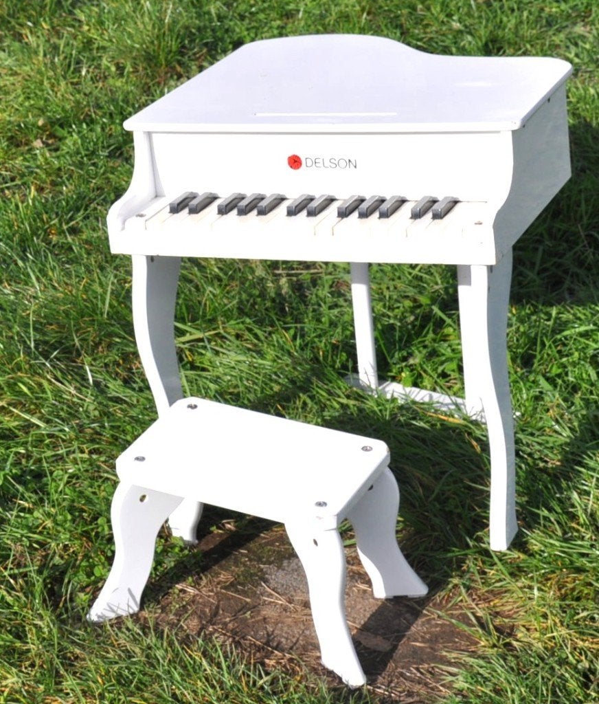 piano avec son tabouret delcom jouet d'enfant, Musique & Instruments, Enlèvement, Utilisé, Blanc, Piano