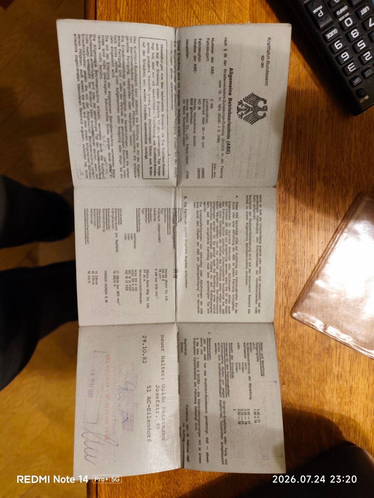 Originele Duitse papieren + typeplaatje Honda MTX OT80 HD06, Motos, Motos | Honda, Particulier, Enlèvement
