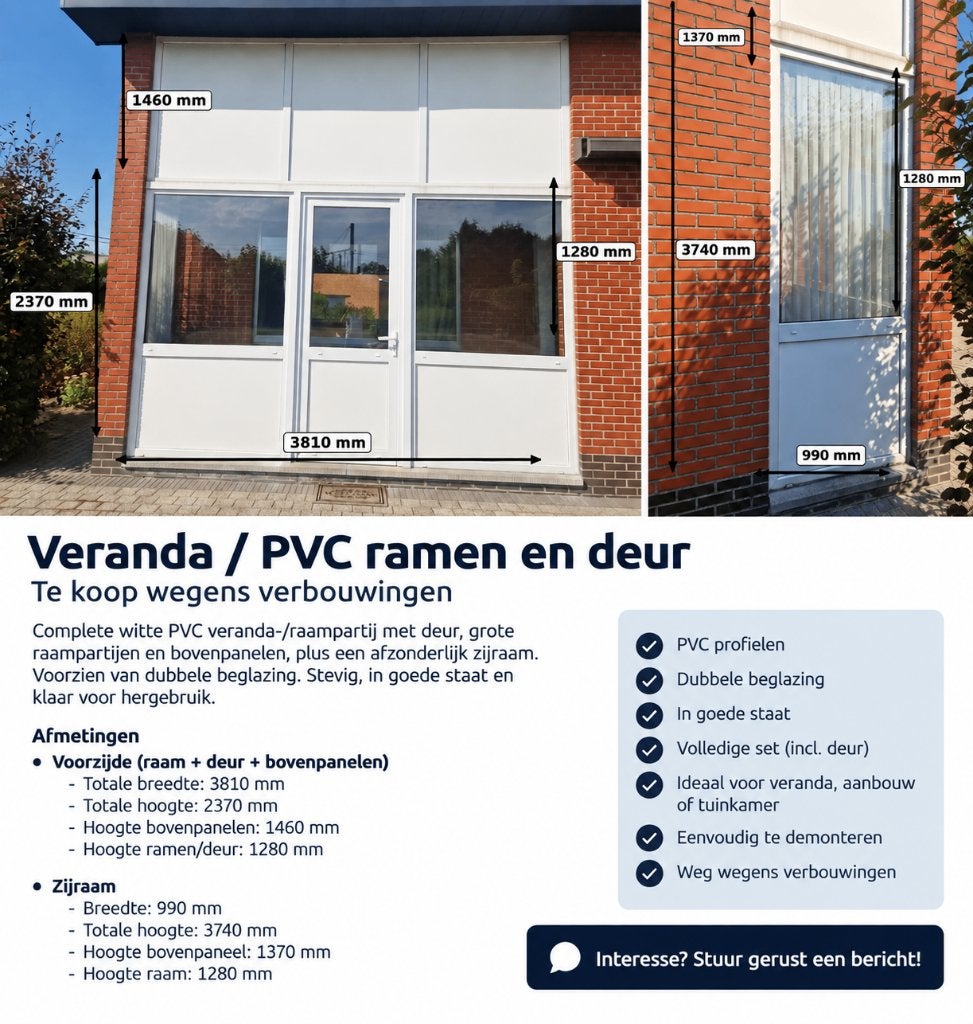 Veranda PVC dubbele beglazing, Jardin & Terrasse, Jardin & Terrasse Autre, Enlèvement, Comme neuf