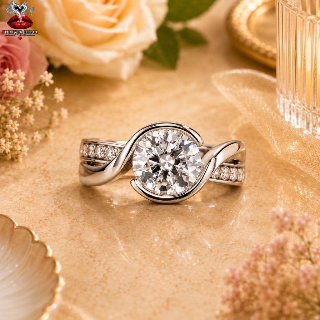 Selene Adora 3.0 ct Moissanite Ring 925 Zilver Diverse Maten, Neuf, Argent, Argent, Envoi