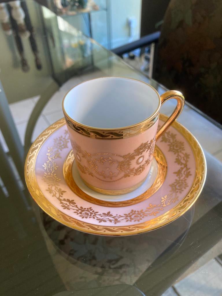 Mooi verguld Limoges kopje met schoteltje, Ophalen of Verzenden