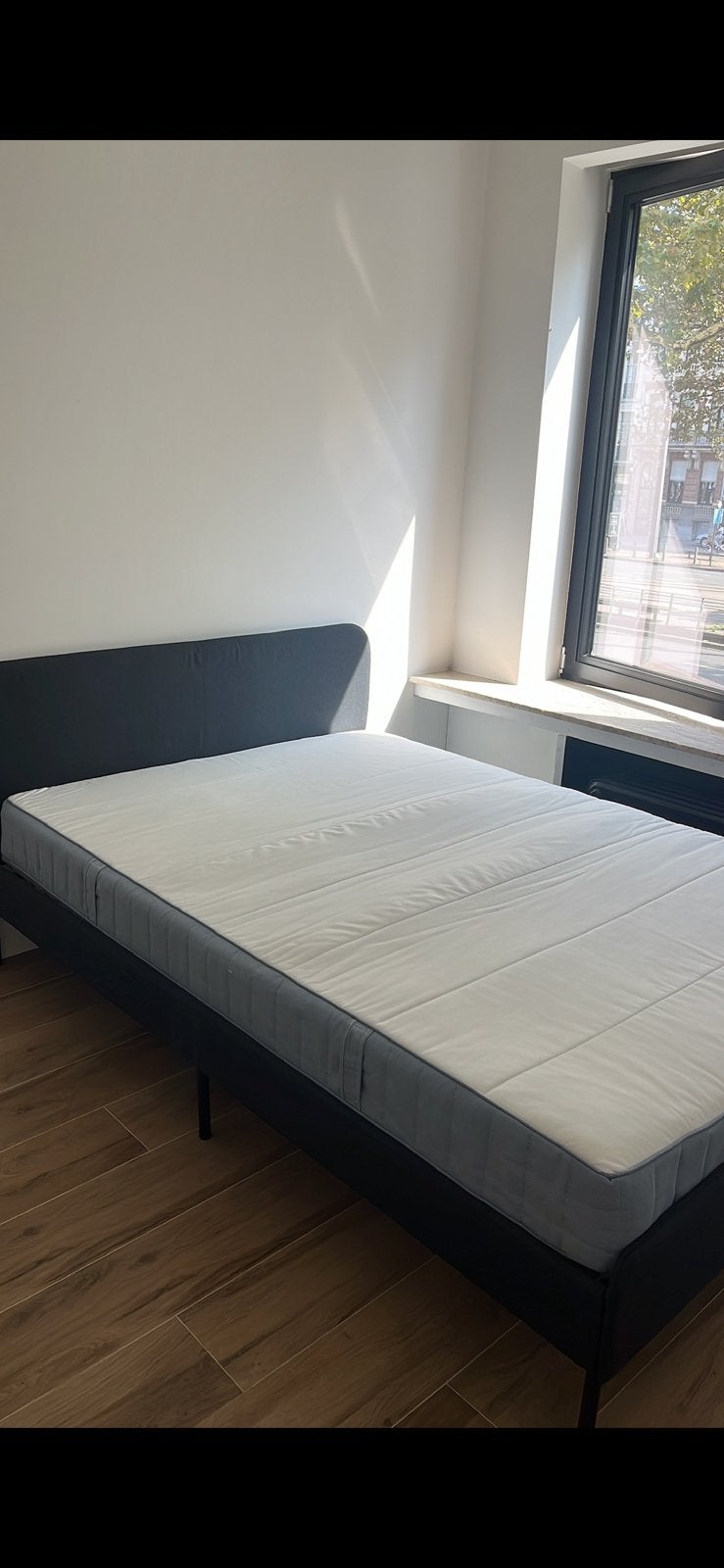 Bedframe met lattenbodem, Queen size, Enlèvement, 200 cm, Noir