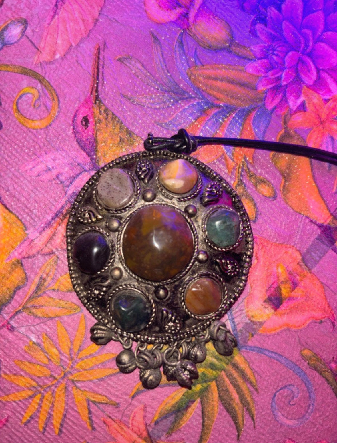 Antieke ketting jaren 50 uniek met bijzondere hanger, Zo goed als nieuw, 1 bedel, Zilver, Ophalen