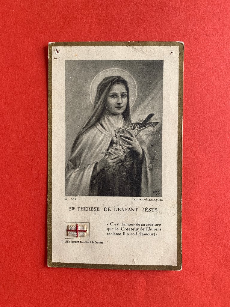 Relikwie Relique Heilige Theresia van Lisieux, Ophalen of Verzenden, Gebruikt, Kaart of Prent, Christendom | Katholiek