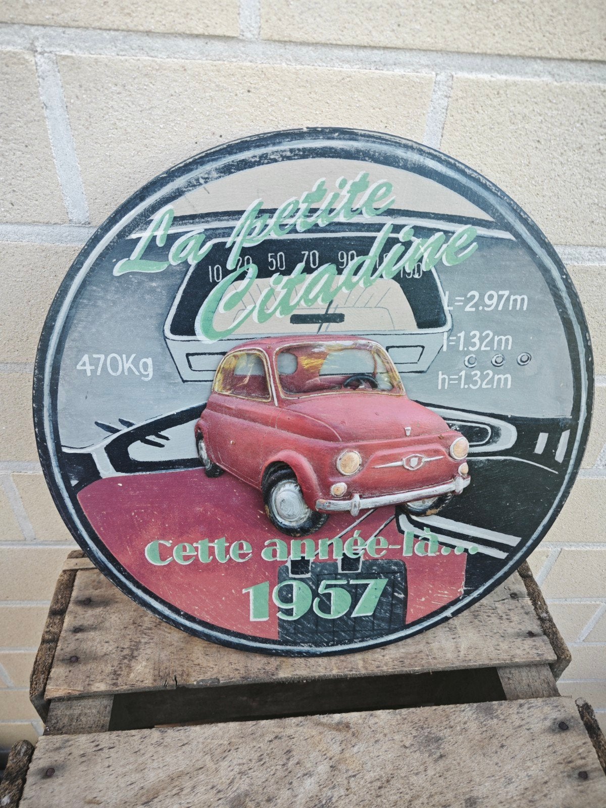 Plaque décorative Voiture La Petite Citadine Country Corner, Antiek en Kunst, Ophalen of Verzenden