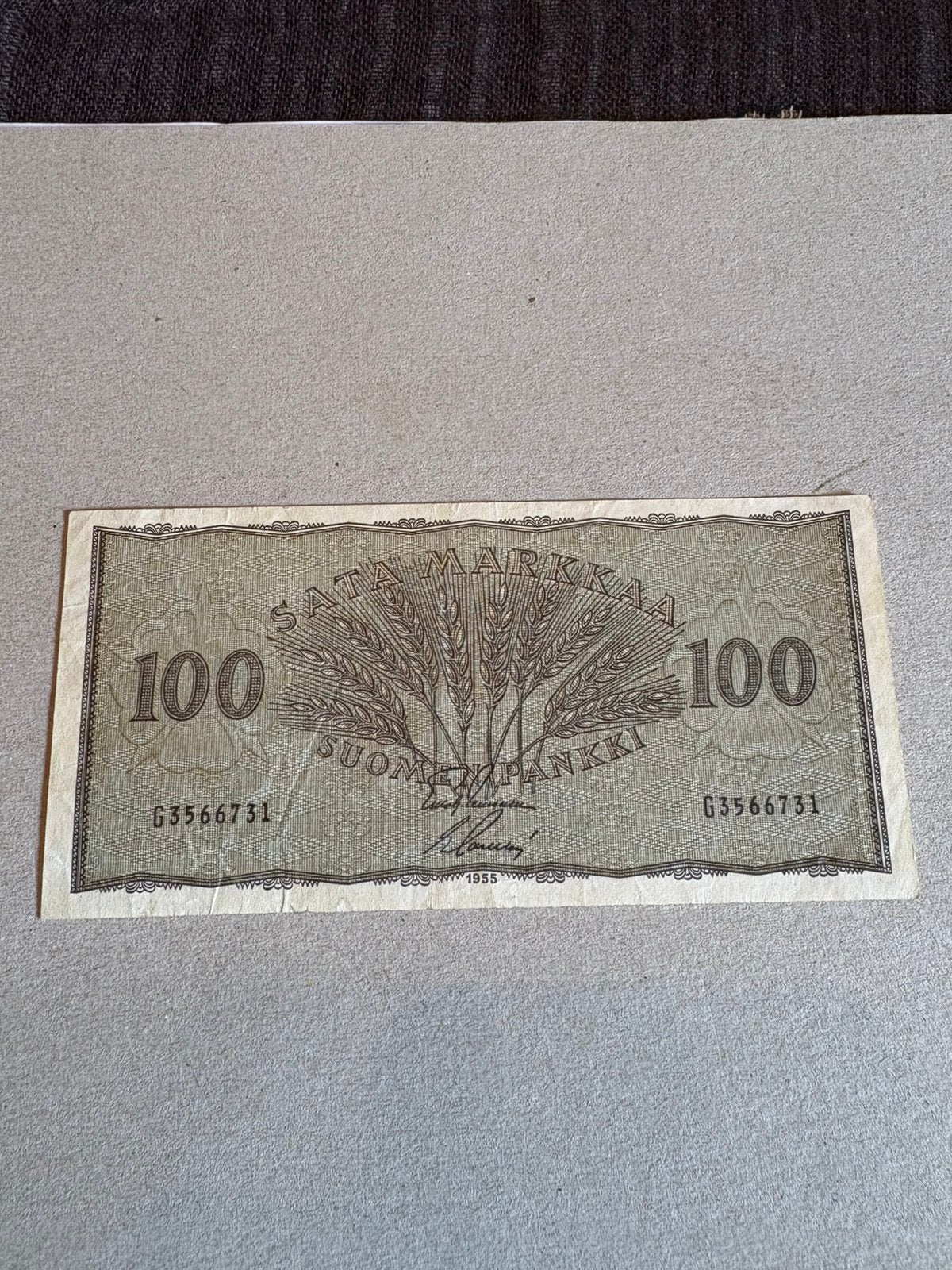 Fins bankbiljet 100 Markkaa 1955 – Suomen Pankki, Ophalen of Verzenden, Overige landen, Los biljet