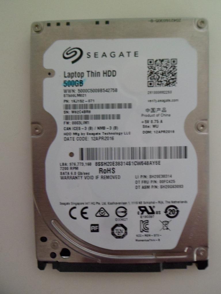Disque dur Seagate, 500 Go, 32 Mo de cache, 2,5 pouces, Enlèvement, Laptop, SATA, HDD